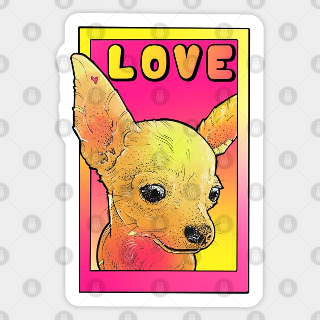 chihuahua love! pink and yellow pop art poster style Sticker by weilertsen